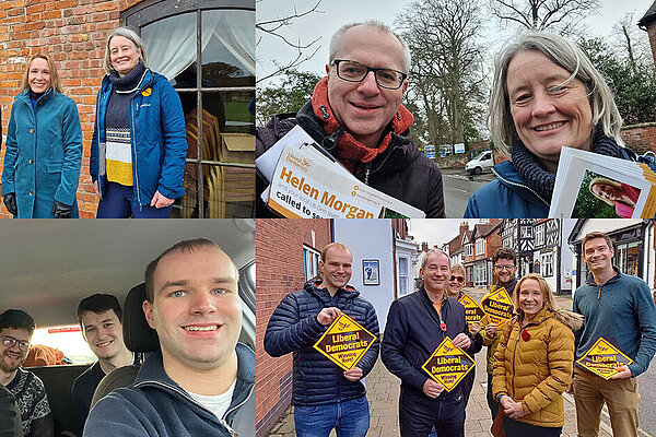A number of campaign images with South Glos councillors and activists campaigning around the area