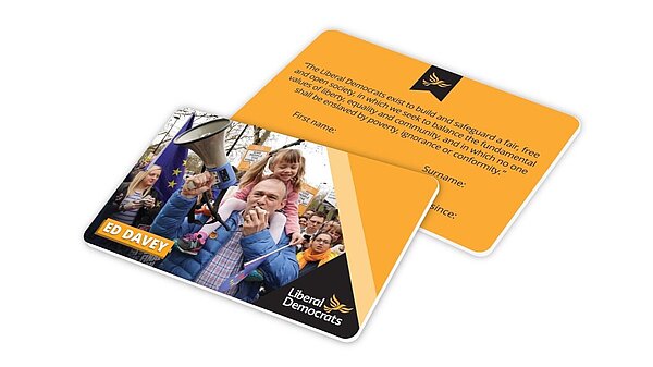 An Ed Davey Lib Dem membership card