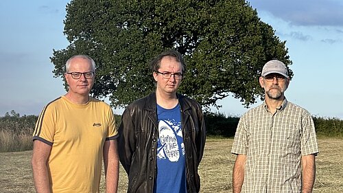 Frampton Cotterell councillors Jon Lean, Tristan Clark and David Goodwin on the land east of Roundways