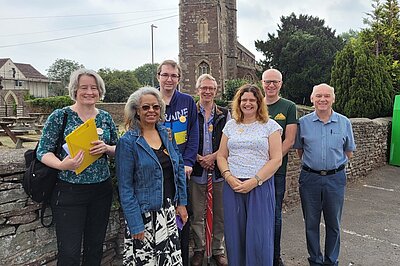 Claire Young with a group of Lib Dem campaigners