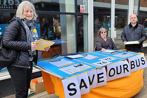 Save our buses campaign street stall