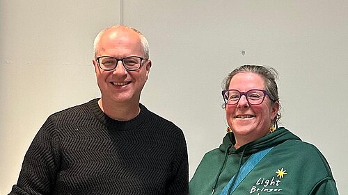 Jon Lean and Kate Andrews at the election count